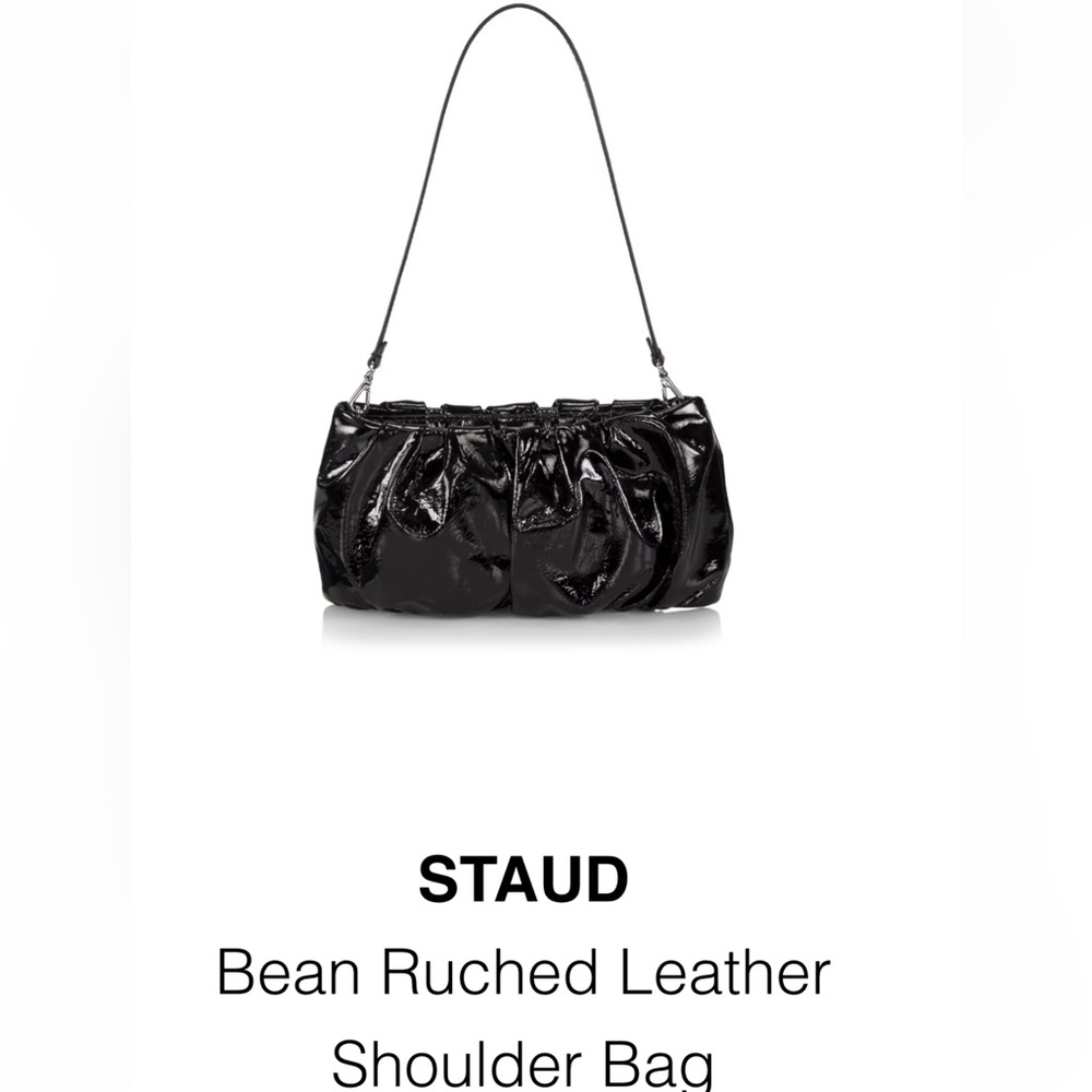 Staud Bean Ruched Leather Shoulder Bag